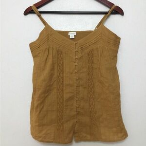 Sundance Camisole Lace Trim Adjustable Strap Tank Top Button Front